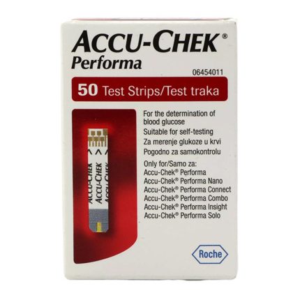 نوار تست قند خون اکیوچک پرفورما (Accu-Chek Performa) ، بسته 50 عددی ، تاریخ انقضا: 2027/07